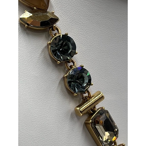 J. Crew Factory Natural Stone Rhinestone Parade Gold Tone Necklace - Picture 8 of 16